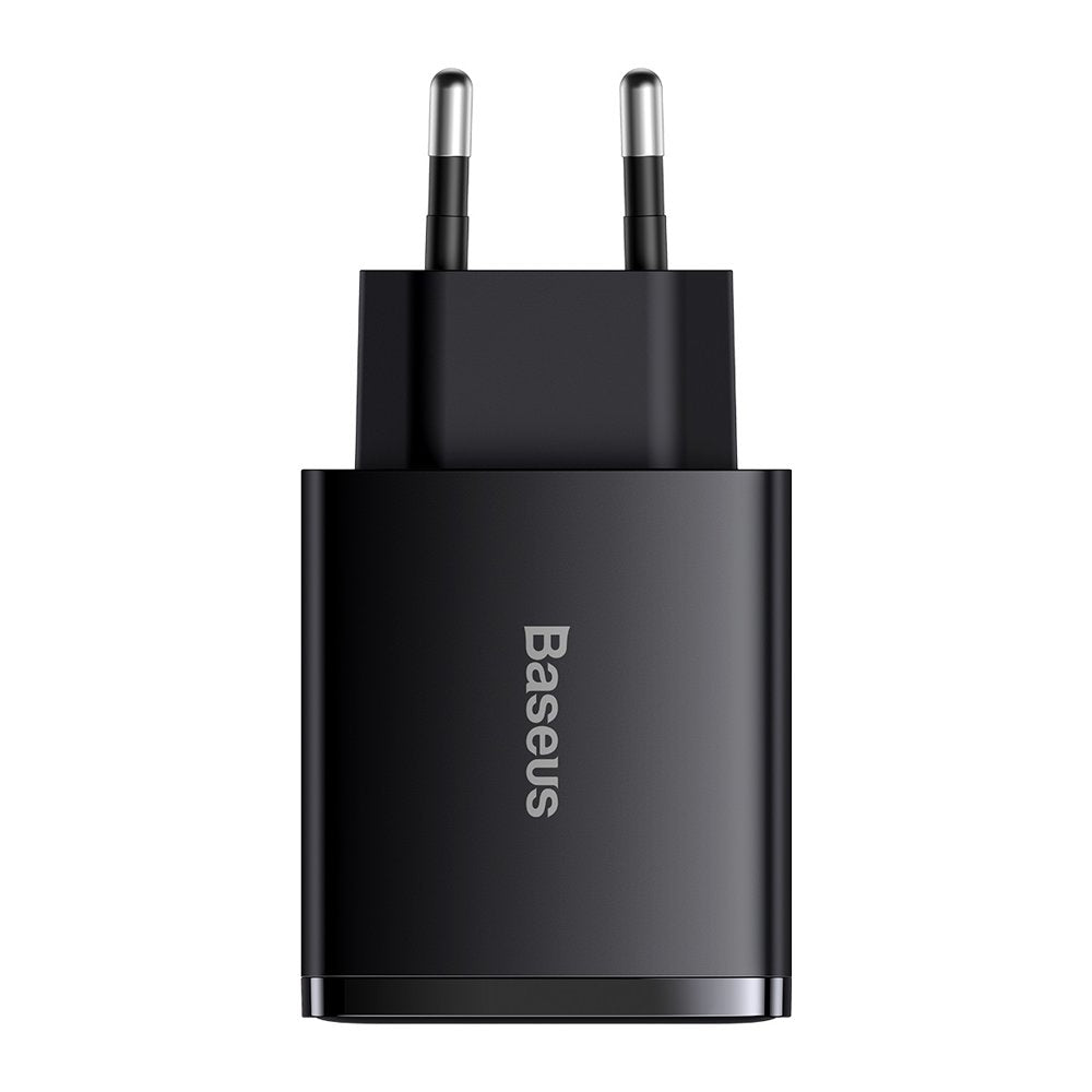 Baseus Compact fast charger 2x USB / USB Type C 30W 3A Power Delivery Quick Charge black (CCXJ-E01)