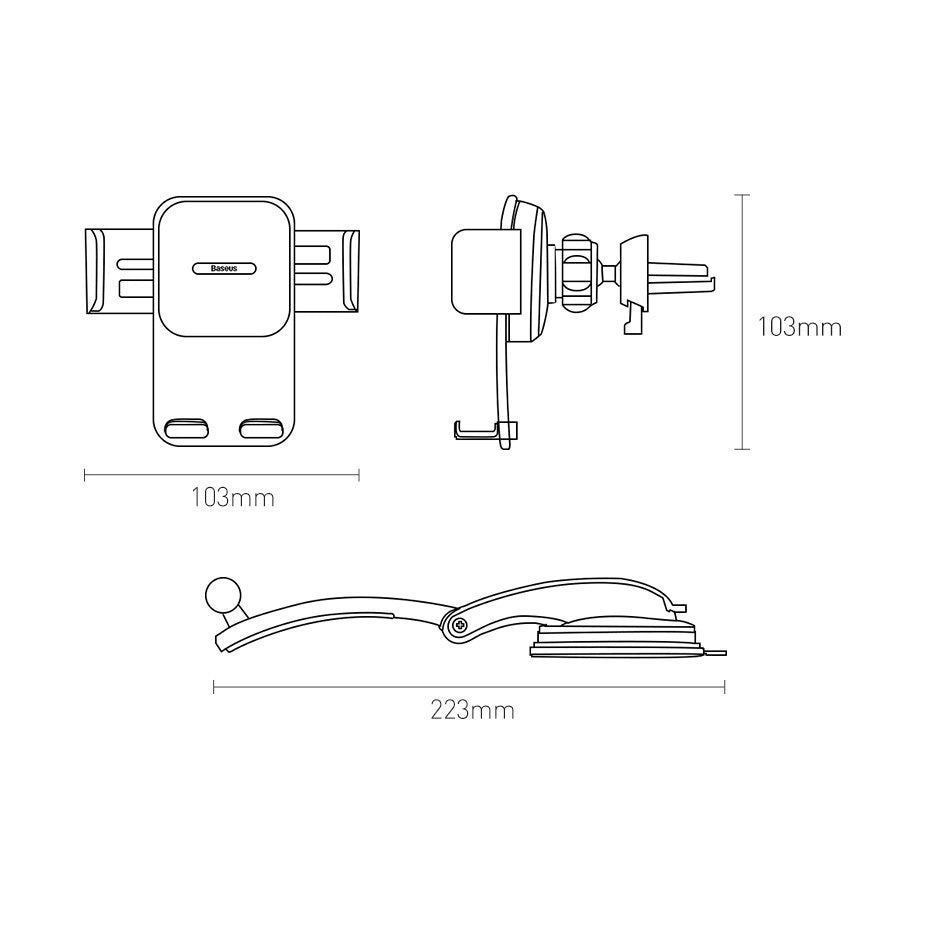 Baseus 2in1 bilholder til cockpit og ventilationsgrill sort (SUYK000001)