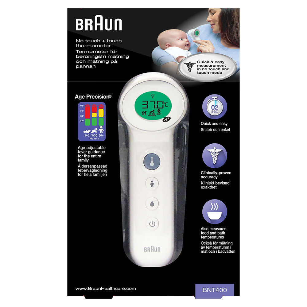 Braun BNT400WE No touch + touch Termometer Sølv Hvid