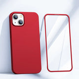 Joyroom 360 Full Case forside og bagside til iPhone 13 + skærmbeskytter af hærdet glas rød (JR-BP927 rød)