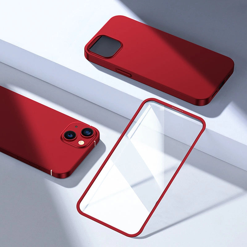 Joyroom 360 Full Case forside og bagside til iPhone 13 + skærmbeskytter af hærdet glas rød (JR-BP927 rød)