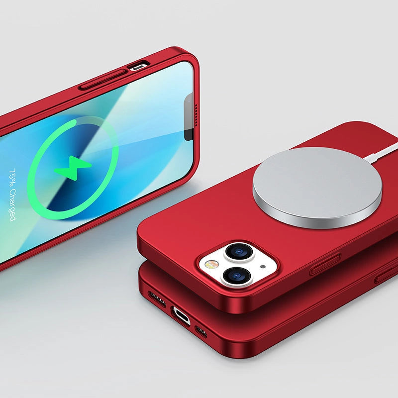 Joyroom 360 Full Case forside og bagside til iPhone 13 + skærmbeskytter af hærdet glas rød (JR-BP927 rød)