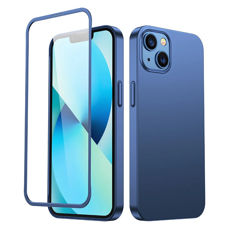 Joyroom 360 Full Case forside og bagside til iPhone 13 + skærmbeskytter af hærdet glas blå (JR-BP927 blå)