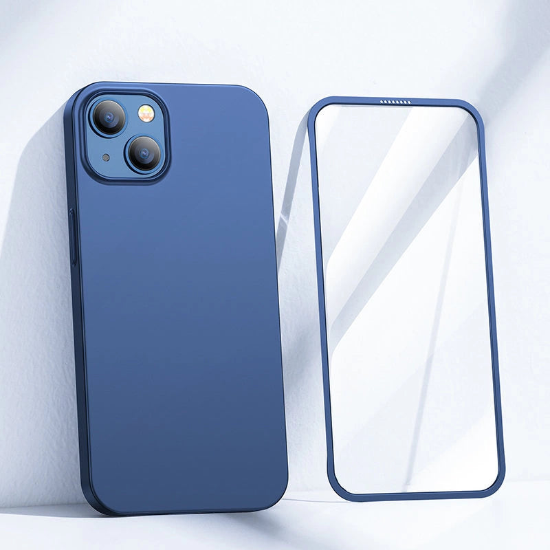 Joyroom 360 Full Case forside og bagside til iPhone 13 + skærmbeskytter af hærdet glas blå (JR-BP927 blå)