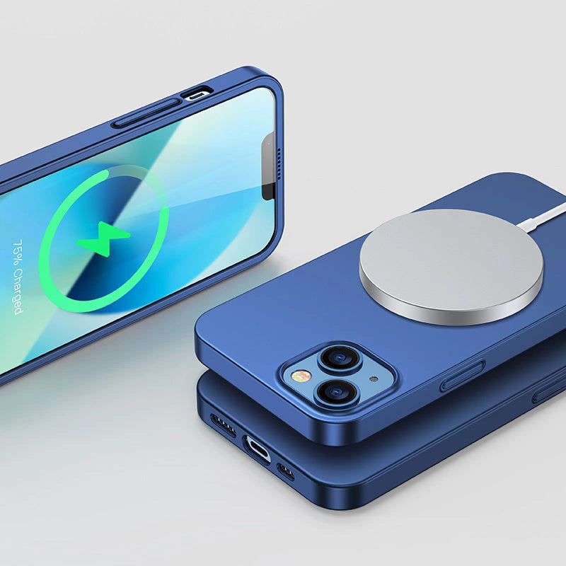 Joyroom 360 Full Case forside og bagside til iPhone 13 + skærmbeskytter af hærdet glas blå (JR-BP927 blå)