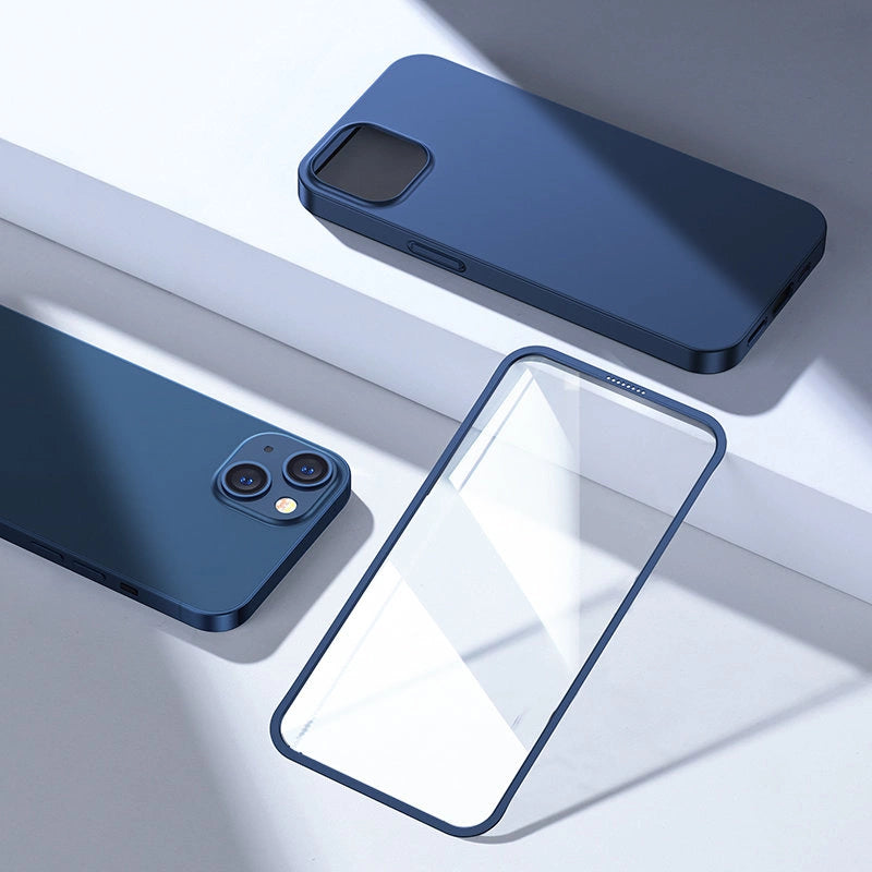 Joyroom 360 Full Case forside og bagside til iPhone 13 + skærmbeskytter af hærdet glas blå (JR-BP927 blå)