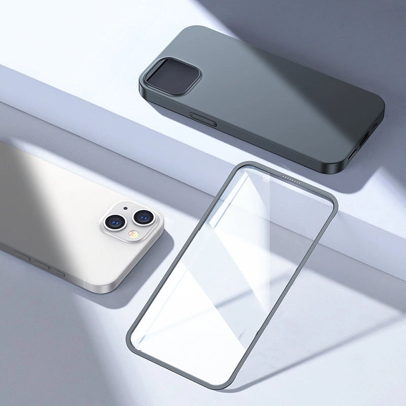Joyroom 360 Full Case forside og bagside til iPhone 13 + skærmbeskytter af hærdet glas grå (JR-BP927 tranish)