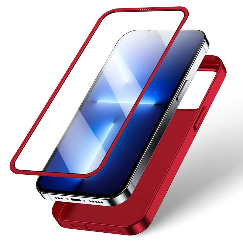 Joyroom 360 Full Case forside og bagside til iPhone 13 Pro Max + skærmbeskytter af hærdet glas rød (JR-BP928 rød)