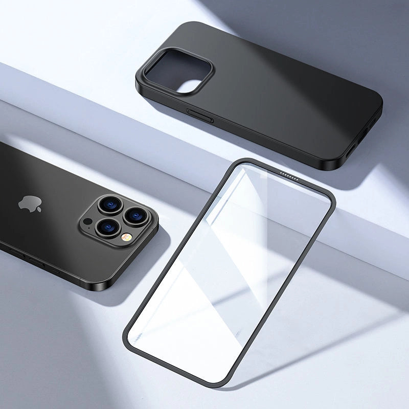 Joyroom 360 Full Case forside og bagside til iPhone 13 Pro + skærmbeskytter af hærdet glas sort (JR-BP935 sort)