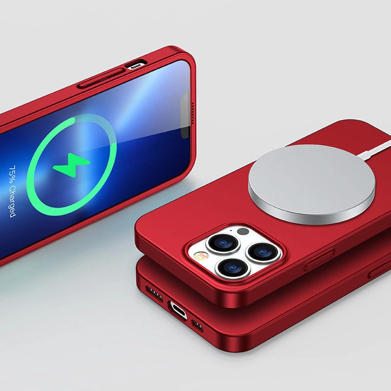 Joyroom 360 Full Case forside og bagside til iPhone 13 Pro + skærmbeskytter af hærdet glas rød (JR-BP935 rød)