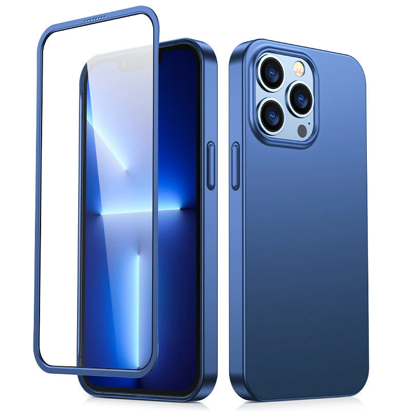 Joyroom 360 Full Case forside og bagside til iPhone 13 Pro + skærmbeskytter af hærdet glas blå (JR-BP935 blå)