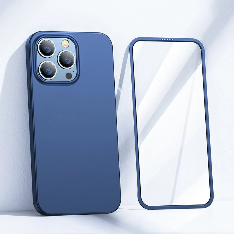 Joyroom 360 Full Case forside og bagside til iPhone 13 Pro + skærmbeskytter af hærdet glas blå (JR-BP935 blå)