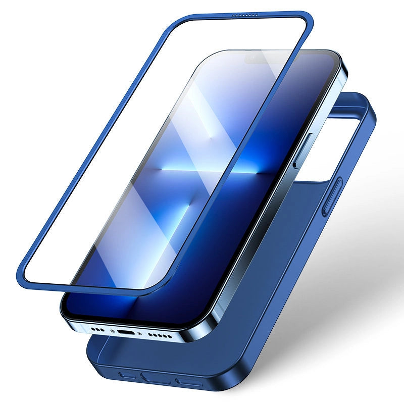 Joyroom 360 Full Case forside og bagside til iPhone 13 Pro + skærmbeskytter af hærdet glas blå (JR-BP935 blå)