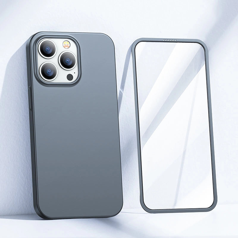 Joyroom 360 Full Case forside og bagside til iPhone 13 Pro + skærmbeskytter af hærdet glas grå (JR-BP935 tranish)