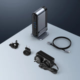 Baseus multifunktionelle HUB 3x USB 3.2 Gen 1 / 2x USB 2.0 / 2x USB Type C / SD og micro SD kortlæser / AUX / 3x HDMI / RJ45 1Gbps Strømforsyning 100W (EU / CN / UK stik) grå (CAHUB-DG0G)