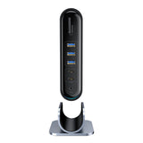 Baseus multifunktionelle HUB 3x USB 3.2 Gen 1 / 2x USB 2.0 / 2x USB Type C / SD og micro SD kortlæser / AUX / 3x HDMI / RJ45 1Gbps Strømforsyning 100W (EU / CN / UK stik) grå (CAHUB-DG0G)