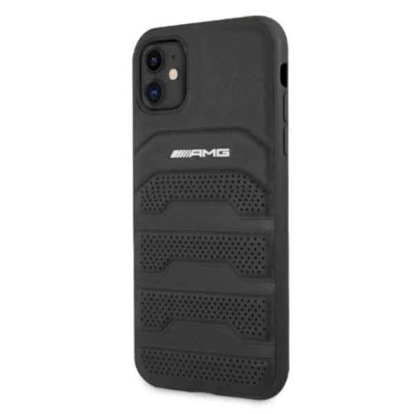 AMG AMHCN61GSEBK iPhone 11 6.1 " sort / sort hårdkasse Læder Debossed Lines