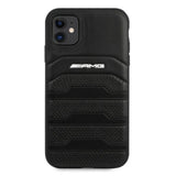 AMG AMHCN61GSEBK iPhone 11 6.1 " sort / sort hårdkasse Læder Debossed Lines