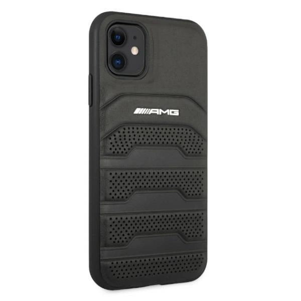 AMG AMHCN61GSEBK iPhone 11 6.1 " sort / sort hårdkasse Læder Debossed Lines