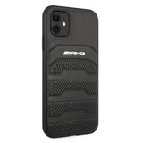 AMG AMHCN61GSEBK iPhone 11 6.1 " sort / sort hårdkasse Læder Debossed Lines