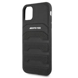 AMG AMHCN61GSEBK iPhone 11 6.1 " sort / sort hårdkasse Læder Debossed Lines