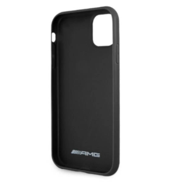AMG AMHCN61GSEBK iPhone 11 6.1 " sort / sort hårdkasse Læder Debossed Lines