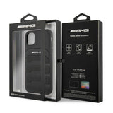AMG AMHCN61GSEBK iPhone 11 6.1 " sort / sort hårdkasse Læder Debossed Lines