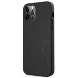 AMG AMHCP12LDOLBK iPhone 12 Pro Max 6,7" sort/sort hårdkasse læder Hot Stamped