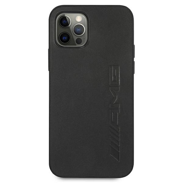 AMG AMHCP12LDOLBK iPhone 12 Pro Max 6,7" sort/sort hårdkasse læder Hot Stamped