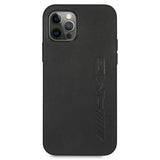 AMG AMHCP12LDOLBK iPhone 12 Pro Max 6,7" sort/sort hårdkasse læder Hot Stamped