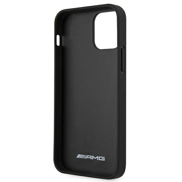 AMG AMHCP12LDOLBK iPhone 12 Pro Max 6,7" sort/sort hårdkasse læder Hot Stamped