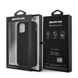 AMG AMHCP12LDOLBK iPhone 12 Pro Max 6,7" sort/sort hårdkasse læder Hot Stamped