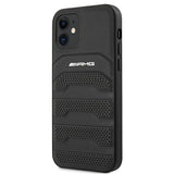AMG AMHCP12SGSEBK iPhone 12 mini 5,4" sort/sort hårdkasse Læder Debossed Lines