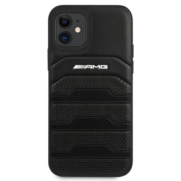 AMG AMHCP12SGSEBK iPhone 12 mini 5,4" sort/sort hårdkasse Læder Debossed Lines