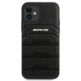 AMG AMHCP12SGSEBK iPhone 12 mini 5,4" sort/sort hårdkasse Læder Debossed Lines