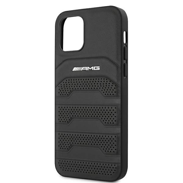 AMG AMHCP12SGSEBK iPhone 12 mini 5,4" sort/sort hårdkasse Læder Debossed Lines