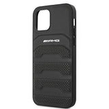 AMG AMHCP12SGSEBK iPhone 12 mini 5,4" sort/sort hårdkasse Læder Debossed Lines
