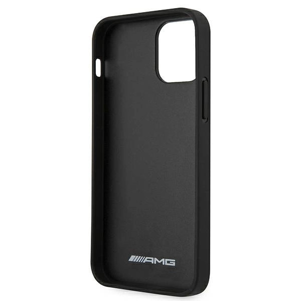 AMG AMHCP12SGSEBK iPhone 12 mini 5,4" sort/sort hårdkasse Læder Debossed Lines