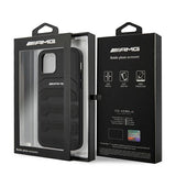 AMG AMHCP12SGSEBK iPhone 12 mini 5,4" sort/sort hårdkasse Læder Debossed Lines