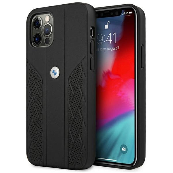 Etui BMW BMHCP12LRSPPK iPhone 12 Pro Max 6,7" sort/sort hårdkasse læder Curve perforeret