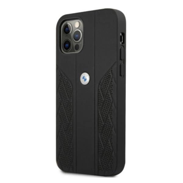 Etui BMW BMHCP12MRSPPK iPhone 12/12 Pro 6,1" sort/sort hårdkasse læder Curve Perforeret