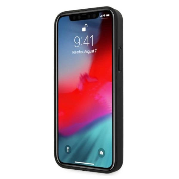 Etui BMW BMHCP12MRSPPK iPhone 12/12 Pro 6,1" sort/sort hårdkasse læder Curve Perforeret