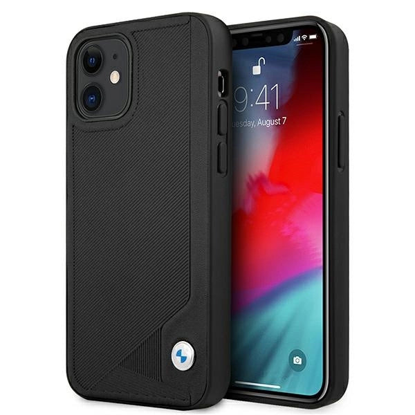 Etui BMW BMHCP12SRCDPK iPhone 12 mini 5,4 "sort/sort hårdkasse læder Deboss