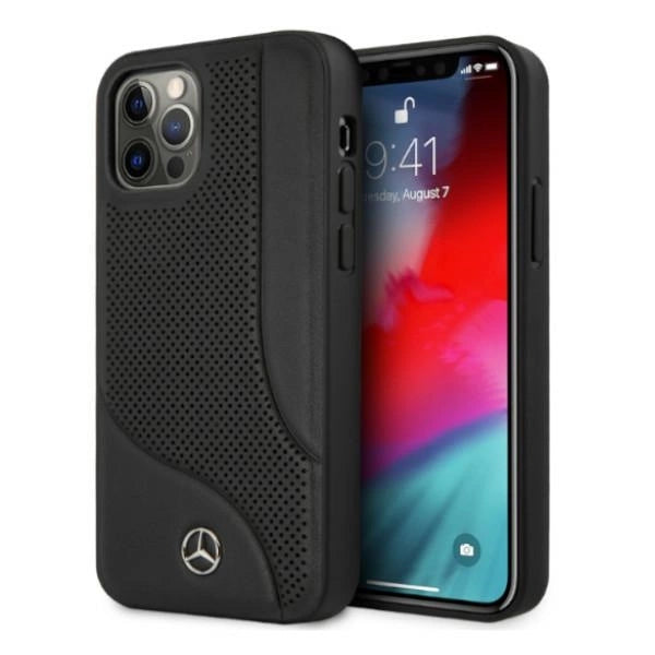 Mercedes MEHCP12LCDOBK iPhone 12 Pro Max 6,7" sort/sort hårdkasse Ledret perforeret område