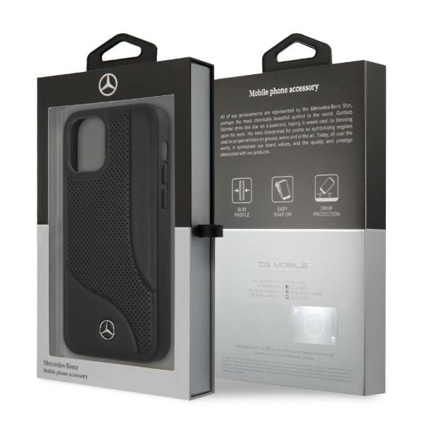 Mercedes MEHCP12LCDOBK iPhone 12 Pro Max 6,7" sort/sort hårdkasse Ledret perforeret område