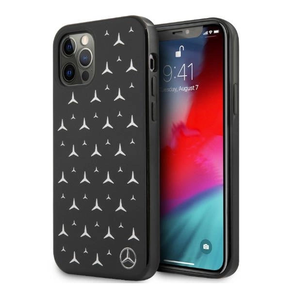 Mercedes MEHCP12MESPBK iPhone 12/12 Pro 6,1" sort/sort hardcase Silver Stars mønster