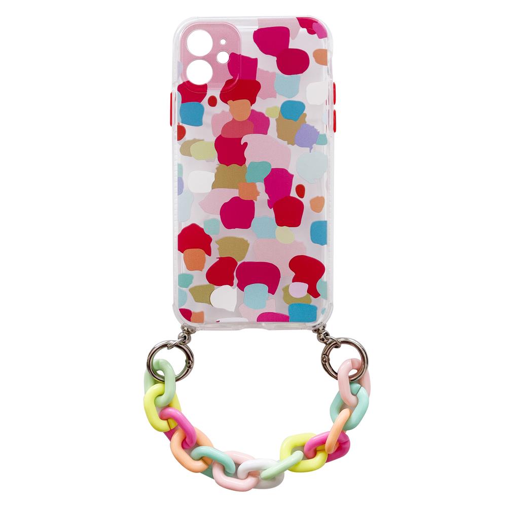 Color Chain Case gel fleksibelt elastisk cover med kæde med pendant til iPhone XS / iPhone X multicolor