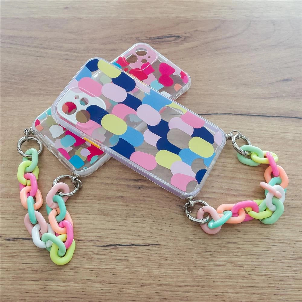 Farve Chain Case gel fleksible elastisk case cover med en kæde pendant til iPhone XS / iPhone X flerfarvet