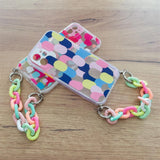 Farve Chain Case gel fleksible elastisk case cover med en kæde pendant til iPhone XS / iPhone X flerfarvet