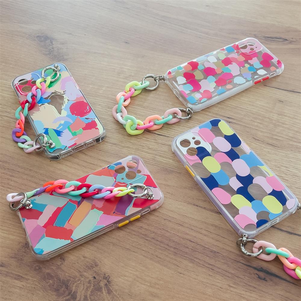 Farve Chain Case gel fleksible elastisk case cover med en kæde pendant til iPhone 8 Plus / iPhone 7 Plus flerfarvet